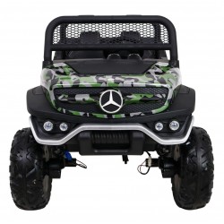 Masinuta electrica Mercedes BENZ UNIMOG, 4 motoare, 2 locuri, roti spuma EVA, Bluetooth, negru Army