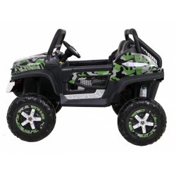 Masinuta electrica Mercedes BENZ UNIMOG, 4 motoare, 2 locuri, roti spuma EVA, Bluetooth, negru Army