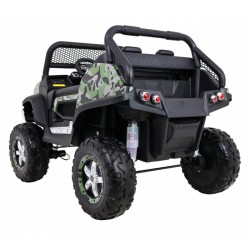 Masinuta electrica Mercedes BENZ UNIMOG, 4 motoare, 2 locuri, roti spuma EVA, Bluetooth, negru Army