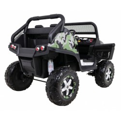 Masinuta electrica Mercedes BENZ UNIMOG, 4 motoare, 2 locuri, roti spuma EVA, Bluetooth, negru Army