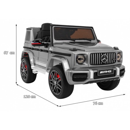 Masinuta electrica Mercedes AMG G63, roti spuma EVA, 2 motoare, gri