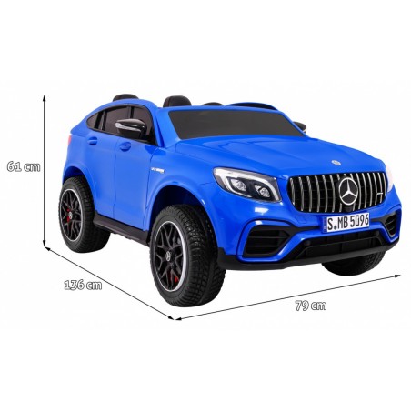 Masinuta electrica Mercedes GLC 63S, 4 motoare, roti spuma EVA, 2 locuri, Panou tactil MP4, albastru