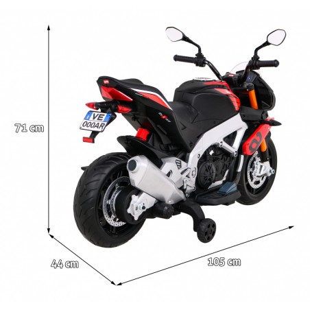 Motocicleta electrica Aprilia Tuono, 2x35W, 105 x 44 x 71 cm, MP3, SD, AUX, USB, lumini fata spata, roti EVA