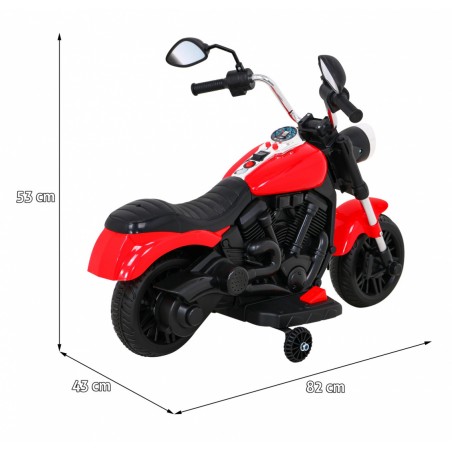 Motor Chopper V-Max Rosu, 6V/4,5Ah, claxon si melodii, lumina fata, 82 x 43 x 53 cm, capacitate maxima 20 kg