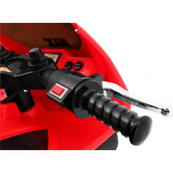 Motocicleta electrica RR1000 rosie, 30W, 6V/4,5Ah, roti plastic, lumini, comutator muzica, portbagaj cu deschidere