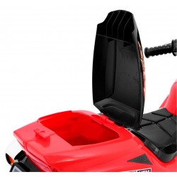 Motocicleta electrica RR1000 rosie, 30W, 6V/4,5Ah, roti plastic, lumini, comutator muzica, portbagaj cu deschidere