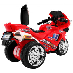 Motocicleta electrica RR1000 rosie, 30W, 6V/4,5Ah, roti plastic, lumini, comutator muzica, portbagaj cu deschidere