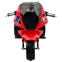 Motocicleta electrica RR1000 rosie, 30W, 6V/4,5Ah, roti plastic, lumini, comutator muzica, portbagaj cu deschidere