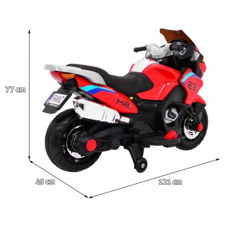 Motocicleta electrica, 2 motoare, roti spuma EVA, roti ajutatoare, rosu