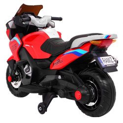 Motocicleta electrica, 2 motoare, roti spuma EVA, roti ajutatoare, rosu