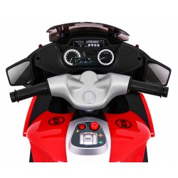 Motocicleta electrica, 2 motoare, roti spuma EVA, roti ajutatoare, rosu