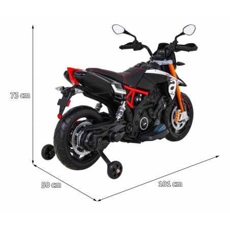 Motocicleta electrica Aprilia, 2x12V / 25W,roti EVA, amortizor spate, 2 viteze, MP3, SD, AUX, USB, roti aditionale