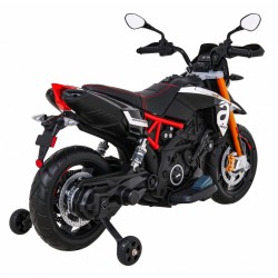 Motocicleta electrica Aprilia, 2x12V / 25W,roti EVA, amortizor spate, 2 viteze, MP3, SD, AUX, USB, roti aditionale