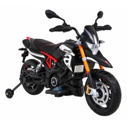 Motocicleta electrica Aprilia, 2x12V / 25W,roti EVA, amortizor spate, 2 viteze, MP3, SD, AUX, USB, roti aditionale