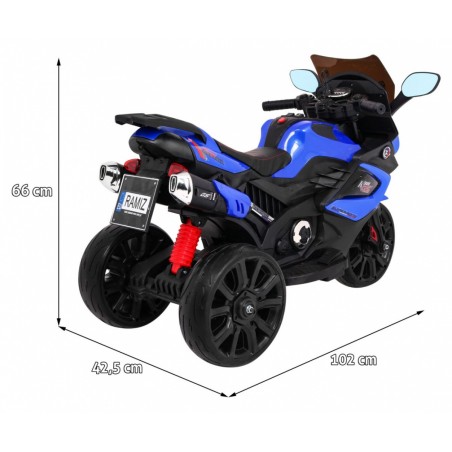 Motocicleta sport electrica, 2 x 6V/20W, 2 x 6V/4,5Ah, roti spuma EVA, Mp3, SD, AUX, USB, Bluetooth