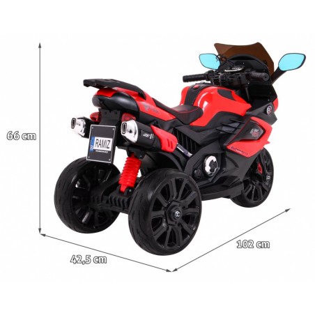 Motocicleta electrica Sport Rosie, 20W, 2 x 6V/4,5Ah, lumina LED fata, roti EVA, Mp3, SD, AUX, USB, Bluetooth