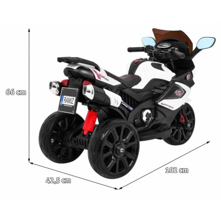 Motocicleta electrica sport, 2 x 6V/4,5Ah, 2 x 6V/20W, roti EVA, lumina LED, 102 x 42.5 x 66 cm