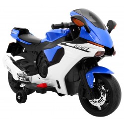 Motocicleta electrica R1 Superbike, roti plastic, lumina fata, 30W, 6V/7Ah, roti auxiliare, greutate suportata 30 kg