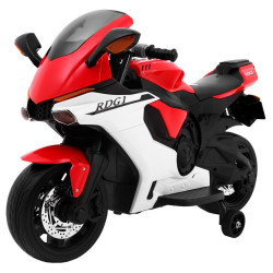 Motocicleta electrica R1 sport, 30W, baterie 6V/7Ah, lumina LED, roti plastic suplimentare, greutate suportata 30 kg