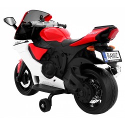 Motocicleta electrica R1 sport, 30W, baterie 6V/7Ah, lumina LED, roti plastic suplimentare, greutate suportata 30 kg