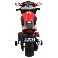 Motocicleta electrica R1 sport, 30W, baterie 6V/7Ah, lumina LED, roti plastic suplimentare, greutate suportata 30 kg