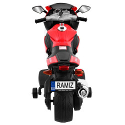 Motocicleta electrica R1 sport, 30W, baterie 6V/7Ah, lumina LED, roti plastic suplimentare, greutate suportata 30 kg