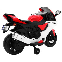 Motocicleta electrica R1 sport, 30W, baterie 6V/7Ah, lumina LED, roti plastic suplimentare, greutate suportata 30 kg