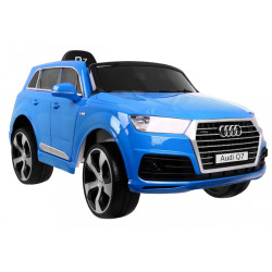 Masinuta electrica Audi Q7 Quatro, 2 motoare, roti spuma EVA, albastru