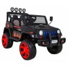 Masinuta electrica Jeep Raptor Drifter 4x4, roti spuma EVA, 4 motoare, 2 locuri, Bluetooth, negru, flacari