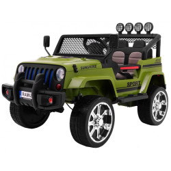 Masinuta electrica Jeep Raptor Drifter 4x4, roti spuma EVA, 4 motoare, 2 locuri, Bluetooth, verde