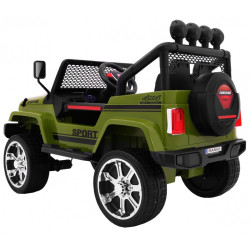 Masinuta electrica Jeep Raptor Drifter 4x4, roti spuma EVA, 4 motoare, 2 locuri, Bluetooth, verde