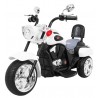 Motocicleta electrica Chopper Alb, 6V/4,5Ah, RS-380 /6V, lumina LED, roti plastic, melodii si sunete, intrare AUX