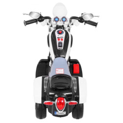 Motocicleta electrica Chopper Alb, 6V/4,5Ah, RS-380 /6V, lumina LED, roti plastic, melodii si sunete, intrare AUX