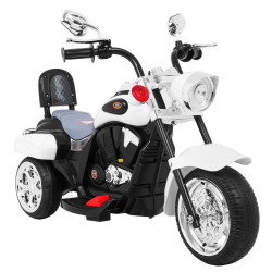 Motocicleta electrica Chopper Alb, 6V/4,5Ah, RS-380 /6V, lumina LED, roti plastic, melodii si sunete, intrare AUX