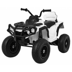 ATV electric, 2 motoare, roti pneumatice, alb