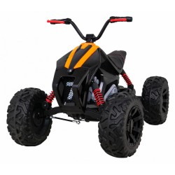ATV Quad electric, roti spuma EVA, 2 motoare, negru/galben