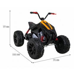 ATV Quad electric, roti spuma EVA, 2 motoare, negru/galben