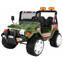 Masinuta electrica 4x4, functie drift, 2 motoare, roti EVA, verde
