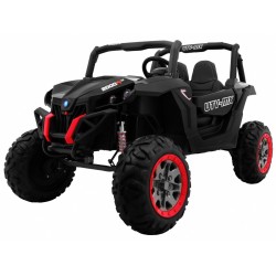 Masinuta electrica Buggy SuperStar 4x4, 4 motoare, 2 locuri, roti spuma EVA, Bluetooth, negru