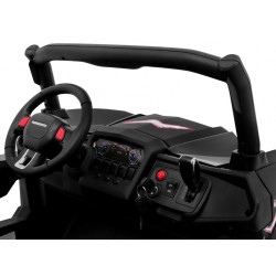Masinuta electrica Buggy SuperStar 4x4, 4 motoare, 2 locuri, roti spuma EVA, Bluetooth, negru