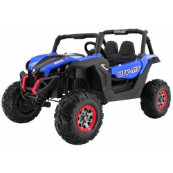 Masinuta electrica Buggy SuperStar 4x4, 4 motoare, 2 locuri, roti spuma EVA, Bluetooth, albastru
