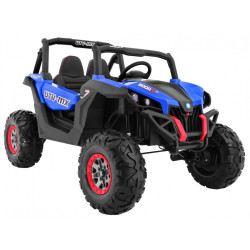 Masinuta electrica Buggy SuperStar 4x4, 4 motoare, 2 locuri, roti spuma EVA, Bluetooth, albastru