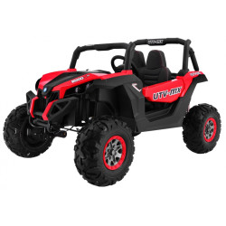 Masinuta electrica Buggy SuperStar 4x4, 4 motoare, 2 locuri, roti spuma EVA, Bluetooth, rosu