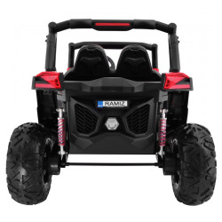 Masinuta electrica Buggy SuperStar 4x4, 4 motoare, 2 locuri, roti spuma EVA, Bluetooth, rosu