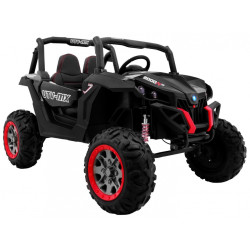 Masinuta electrica Buggy SuperStar 4x4, 4 motoare, roti spuma EVA, 2 locuri, Bluetooth, negru