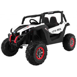 Masinuta electrica Buggy SuperStar 4x4, 4 motoare, roti spuma EVA, 2 locuri,  Panou tactil MP4, alb negru
