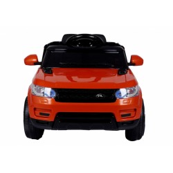 Masinuta electrica sport Orange, 2x30W, roti plastic, 3 viteze, 2 scaune, suspenie fata spate, lumina LED, muzica, blocare usa