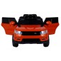 Masinuta electrica sport Orange, 2x30W, roti plastic, 3 viteze, 2 scaune, suspenie fata spate, lumina LED, muzica, blocare usa