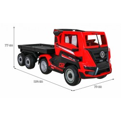 Masinuta electrica SUPER TRUCK si SEMITRAILER, 12V, roti plastic, telecomanda, MP3, USB, buton START, LED, 92x60x48cm