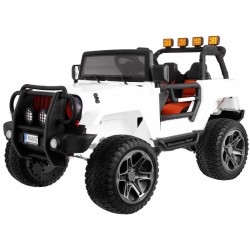 Masinuta electrica THE MONSTER JEEP 4x4, roti spuma EVA, 2 locuri, alb